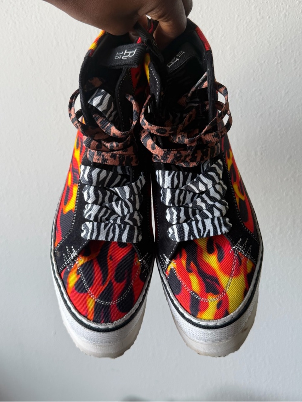 R13 Double stack Flame Platform Sneakers Goth Emo Punk style- euro 37 size 7 - Picture 3 of 5